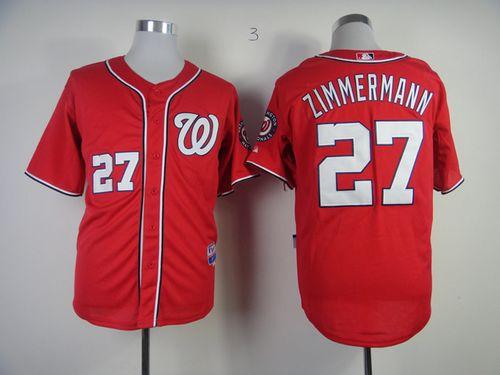 Nationals #27 Jordan Zimmermann Red Cool Base Stitched MLB Jersey - Click Image to Close